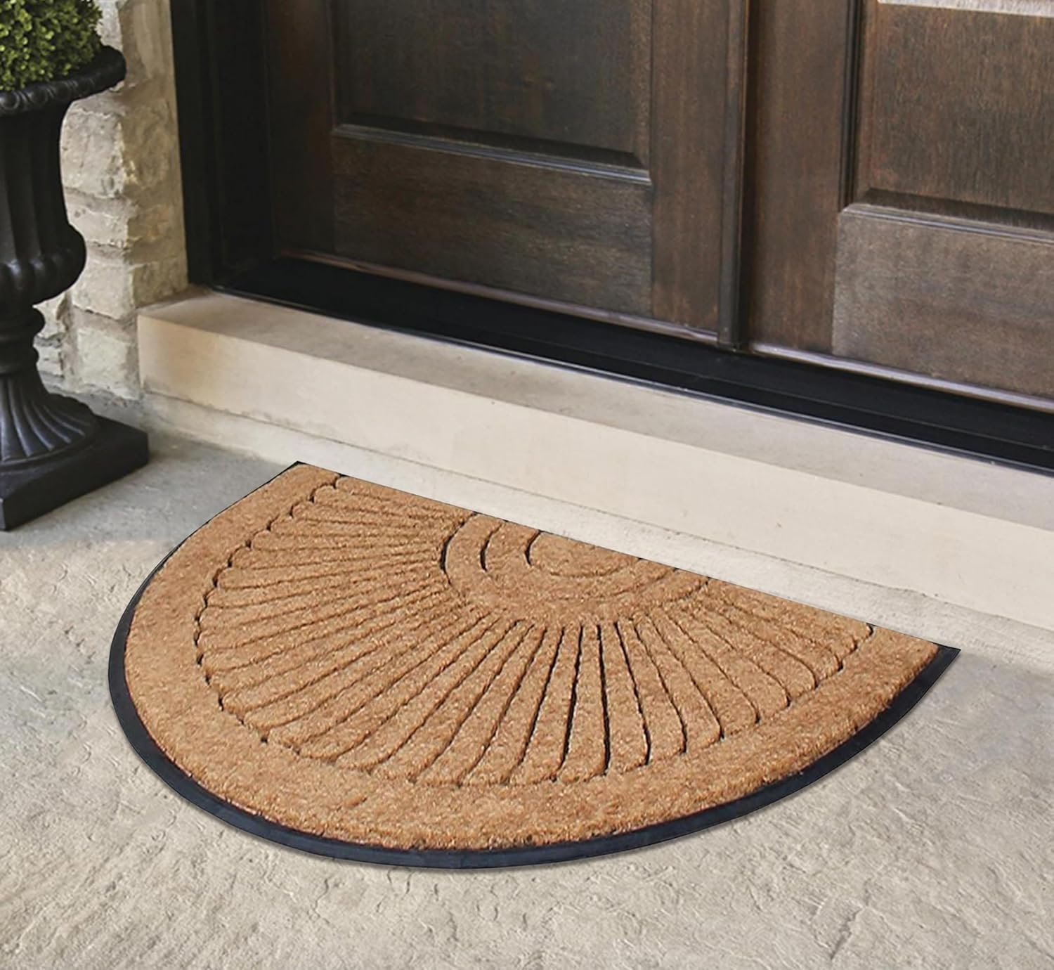 A1HC Natural Coir and Rubber Door Mat Thick Durable Doormat for Outdoor Entrance Semicircular