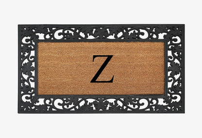 A1HC Natural Coir Monogrammed 23"X38", Anti‑Shed Treated Durable Doormat for Outdoor Entrance