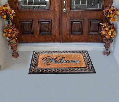 A1HC Rubber and Coir Door Mat 23"x38", Thick Durable Welcome Doormat for Indoor Outdoor Entrance
