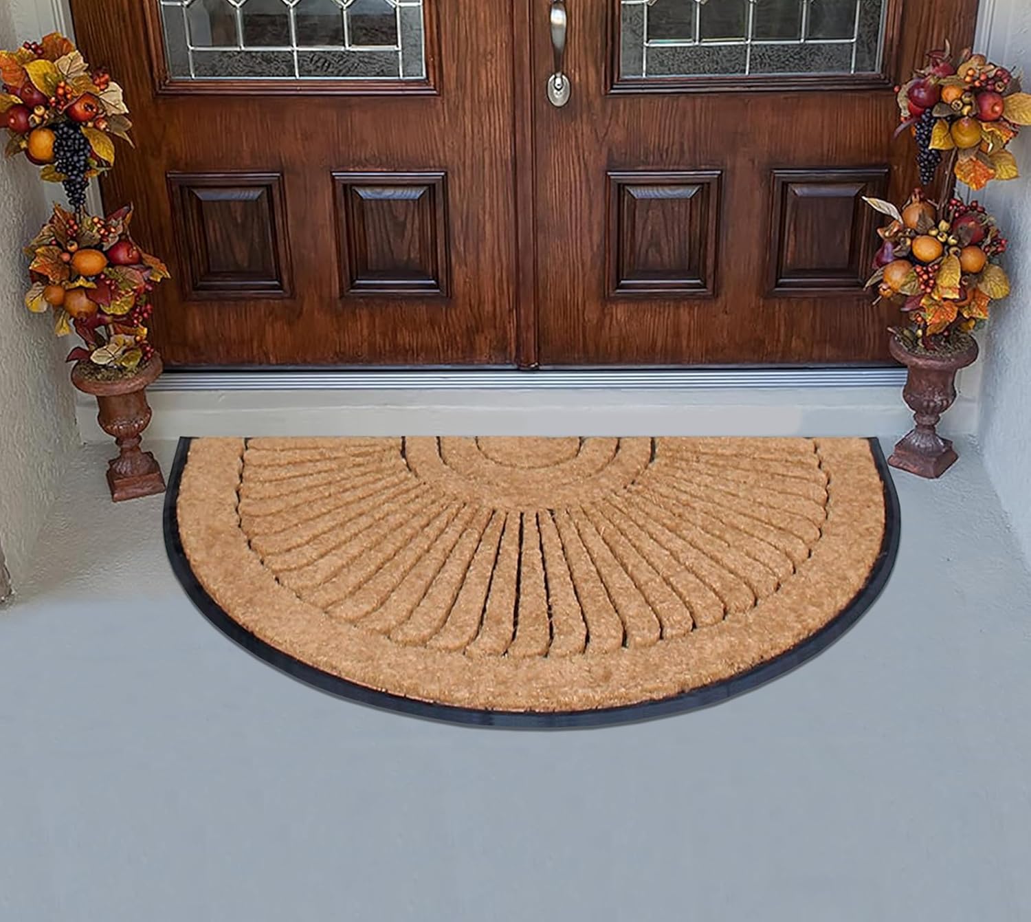 A1HC Natural Coir and Rubber Door Mat Thick Durable Doormat for Outdoor Entrance Semicircular