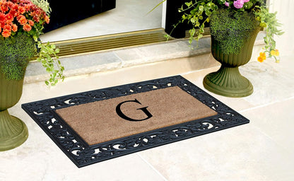 A1HC Natural Coir Monogrammed 23"X38", Anti‑Shed Treated Durable Doormat for Outdoor Entrance