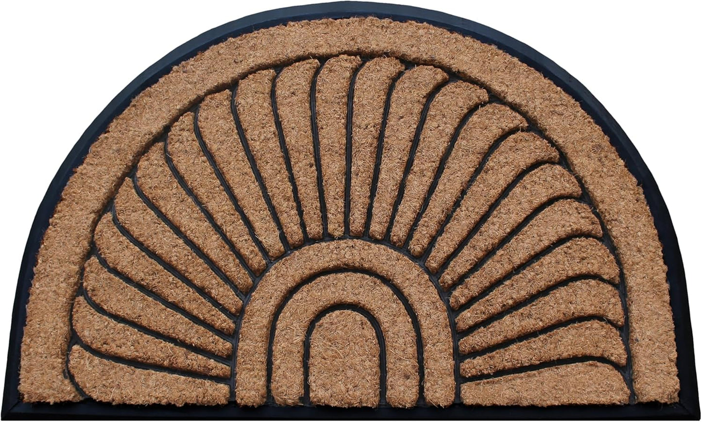 A1HC Natural Coir and Rubber Door Mat Thick Durable Doormat for Outdoor Entrance Semicircular