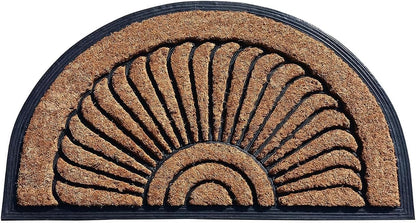A1HC Natural Coir and Rubber Half Round Door Mat 30”x48”, Non-Slip, Thin Profile Heavy Duty Doormat