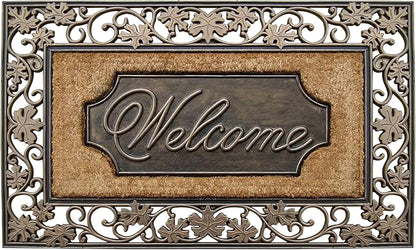 A1HC Rubber and Coir Door Mat 23"x38", Thick Durable Welcome Doormat for Indoor Outdoor Entrance