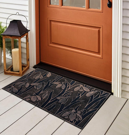 A1HC Wild Flowers Copper Welcome Door Mat 18"x30", Outdoor Rubber Entrance Mat with Non-Slip Backing