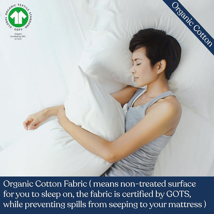 Delara Organic Cotton Pillow Protectors, GOTS Certified, Waterproof, Ultra-Soft, Zipper Closure
