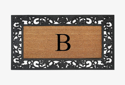 A1HC Natural Coir Monogrammed 23"X38", Anti‑Shed Treated Durable Doormat for Outdoor Entrance