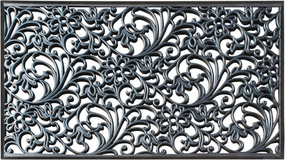 A1HC 100% Rubber Outdoor Doormat, Floral Paisley, 30"x48", All-Weather, Slip-Resistant, Mats for Entryways