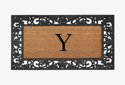 A1HC Natural Coir Monogrammed 23"X38", Anti‑Shed Treated Durable Doormat for Outdoor Entrance