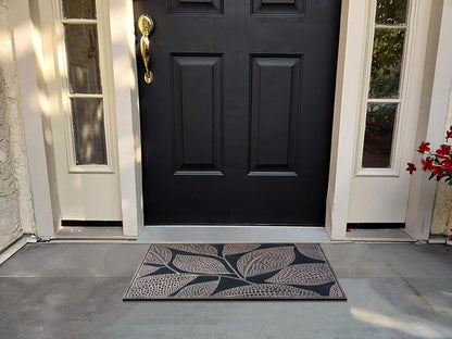 A1HC Copper Leaves Welcome Door Mat 18"x30" Outdoor Rubber Entrance Mat with Non-Slip Backing