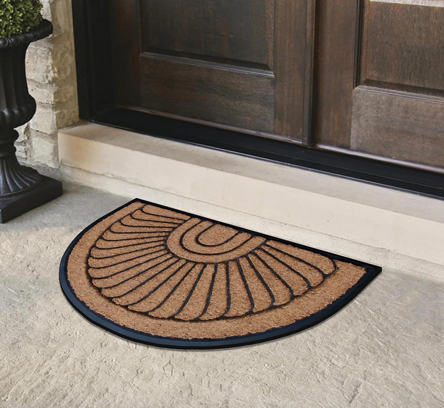A1HC Natural Coir and Rubber Door Mat Thick Durable Doormat for Outdoor Entrance Semicircular