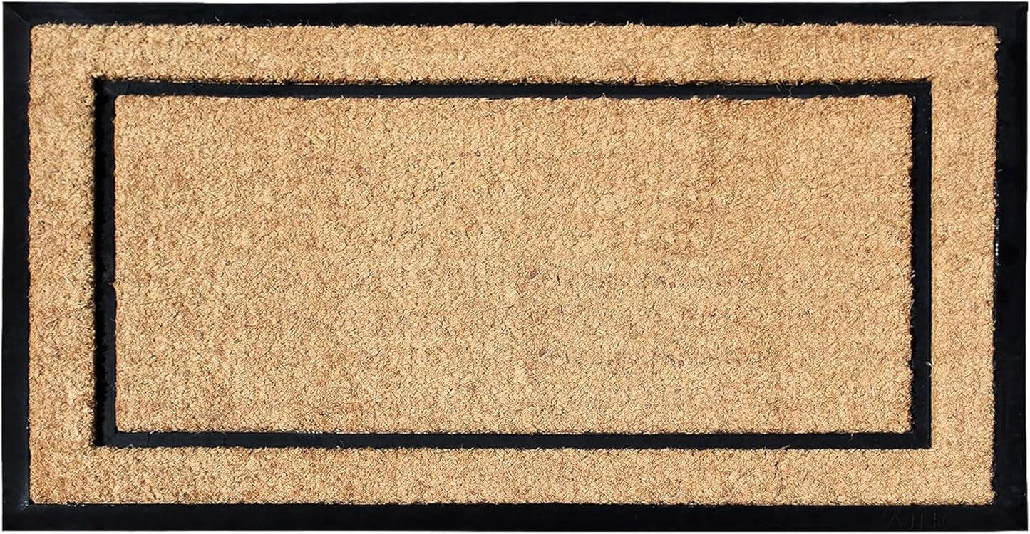 A1HC Coir and Rubber Door Mat 24"x48", Durable Non-Slip Large Plain Border Mat for Entryway, Patio