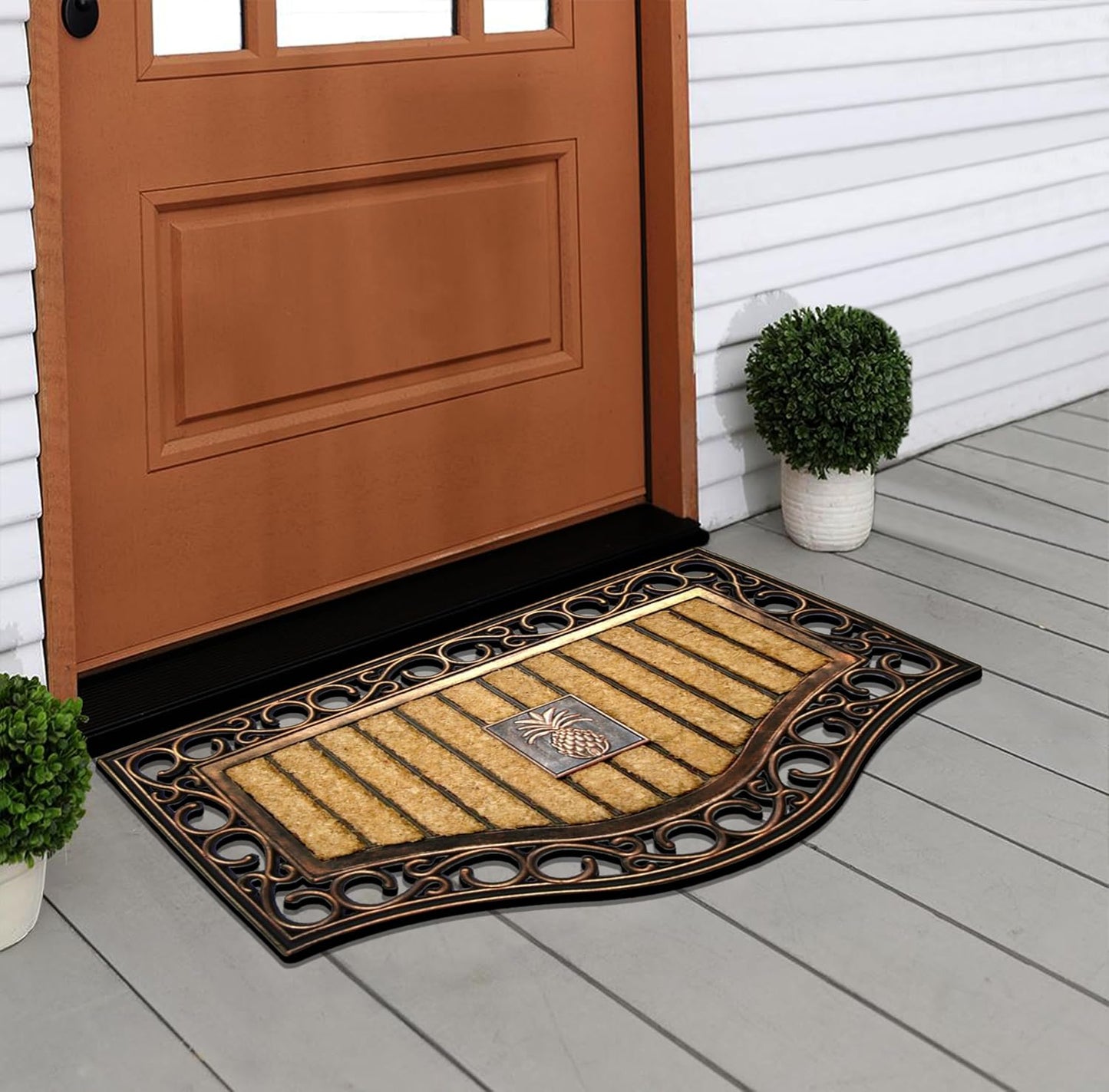 A1HC Natural Coir and Rubber Door Mat, 18" x 30", Thick Durable Doormat for Outdoor Entrance