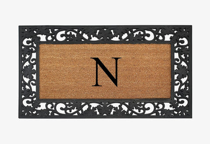 A1HC Natural Coir Monogrammed 23"X38", Anti‑Shed Treated Durable Doormat for Outdoor Entrance