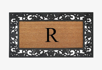 A1HC Natural Coir Monogrammed 23"X38", Anti‑Shed Treated Durable Doormat for Outdoor Entrance