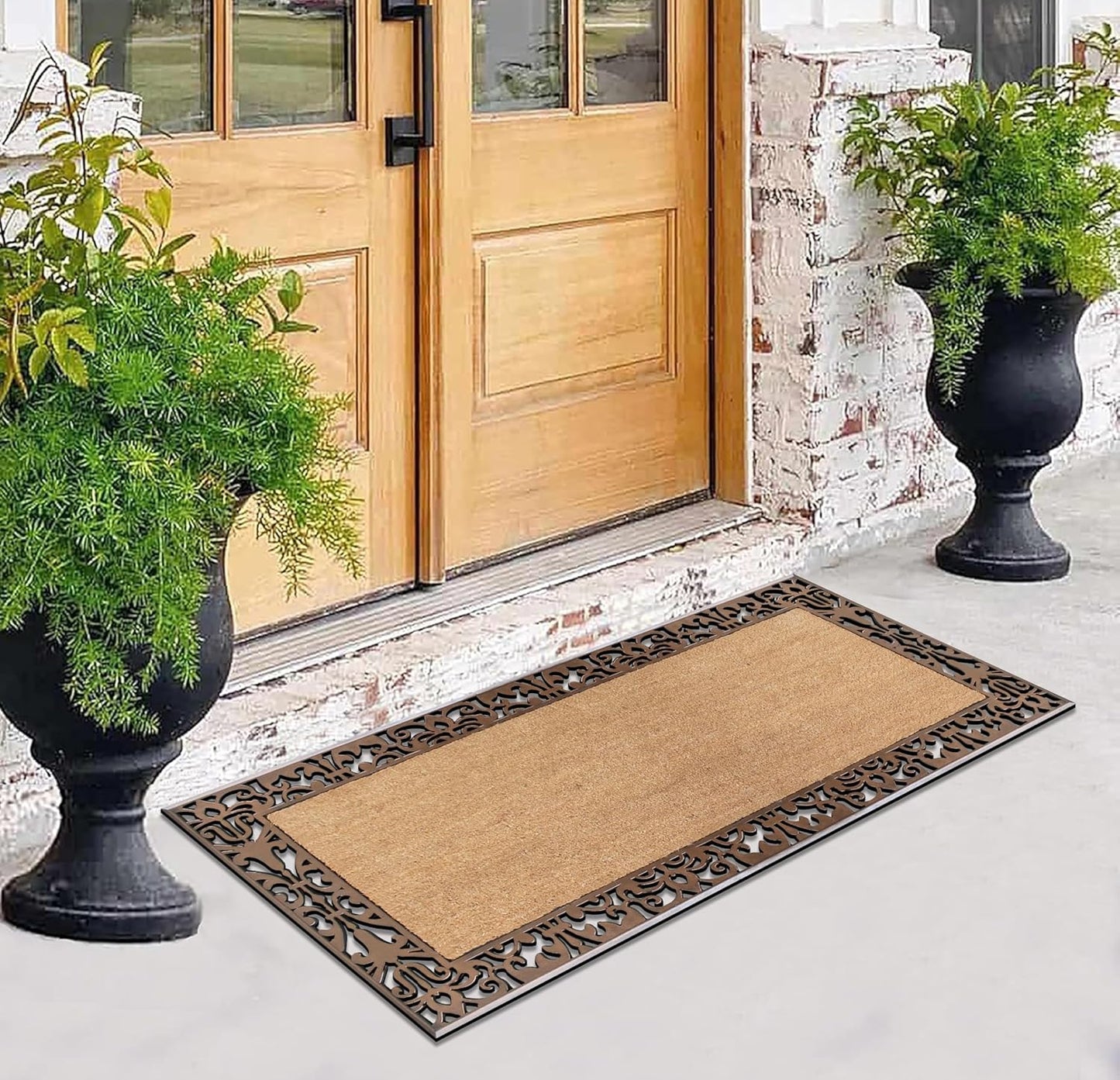 A1HC Natural Coir & Rubber Brown Door Mat 30"x60", Thick, Durable, Heavy Duty Doormat For Outdoor & Indoor