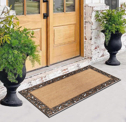 A1HC Natural Coir & Rubber Brown Door Mat 30"x60", Thick, Durable, Heavy Duty Doormat For Outdoor & Indoor