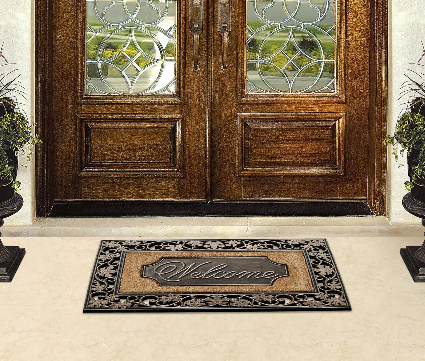 A1HC Rubber and Coir Door Mat 23"x38", Thick Durable Welcome Doormat for Indoor Outdoor Entrance