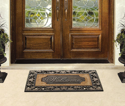 A1HC Rubber and Coir Door Mat 23"x38", Thick Durable Welcome Doormat for Indoor Outdoor Entrance