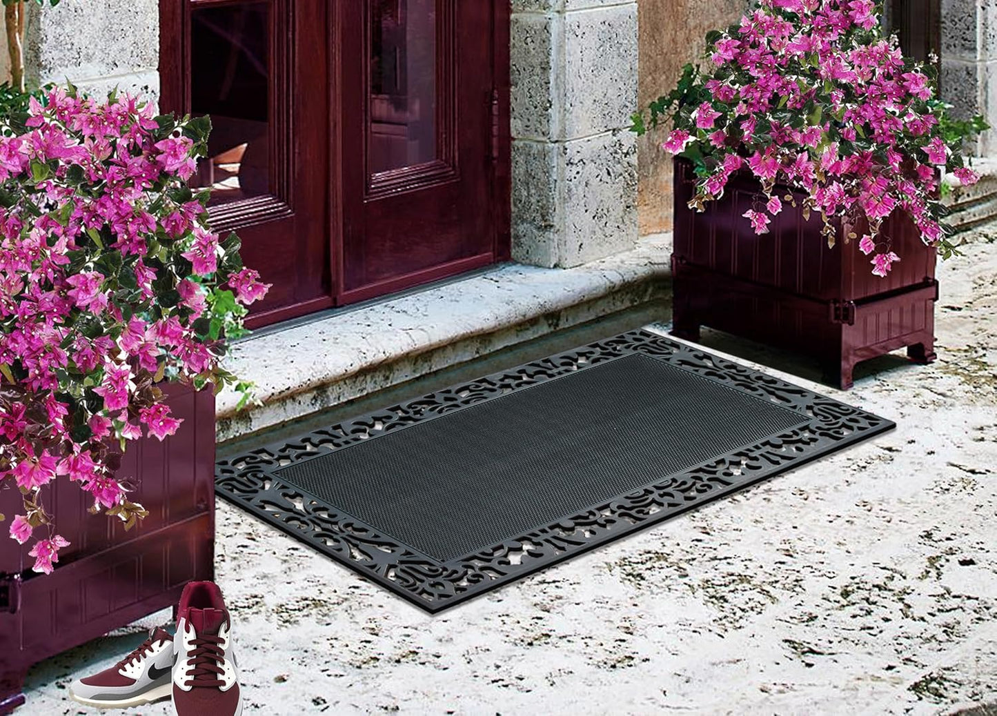 A1HC Rubber Front Door Mat 30x48, Non-Slip Welcome Doormat With Scrapping Pins For Outdoor & Indoor