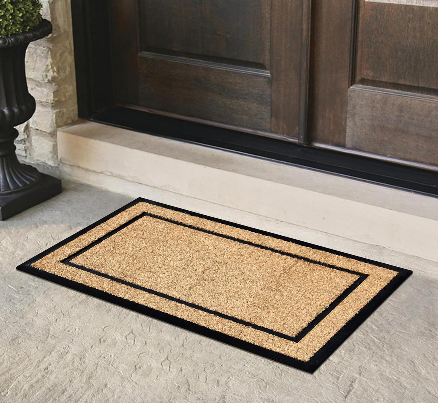 A1HC Coir and Rubber Door Mat 24"x48", Durable Non-Slip Large Plain Border Mat for Entryway, Patio