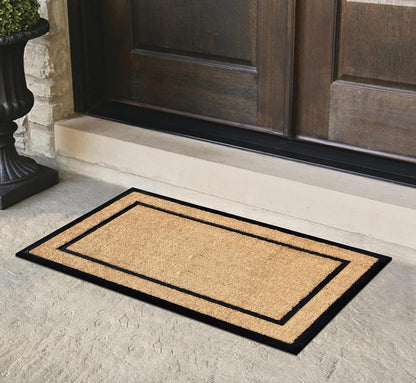 A1HC Coir and Rubber Door Mat 24"x48", Durable Non-Slip Large Plain Border Mat for Entryway, Patio