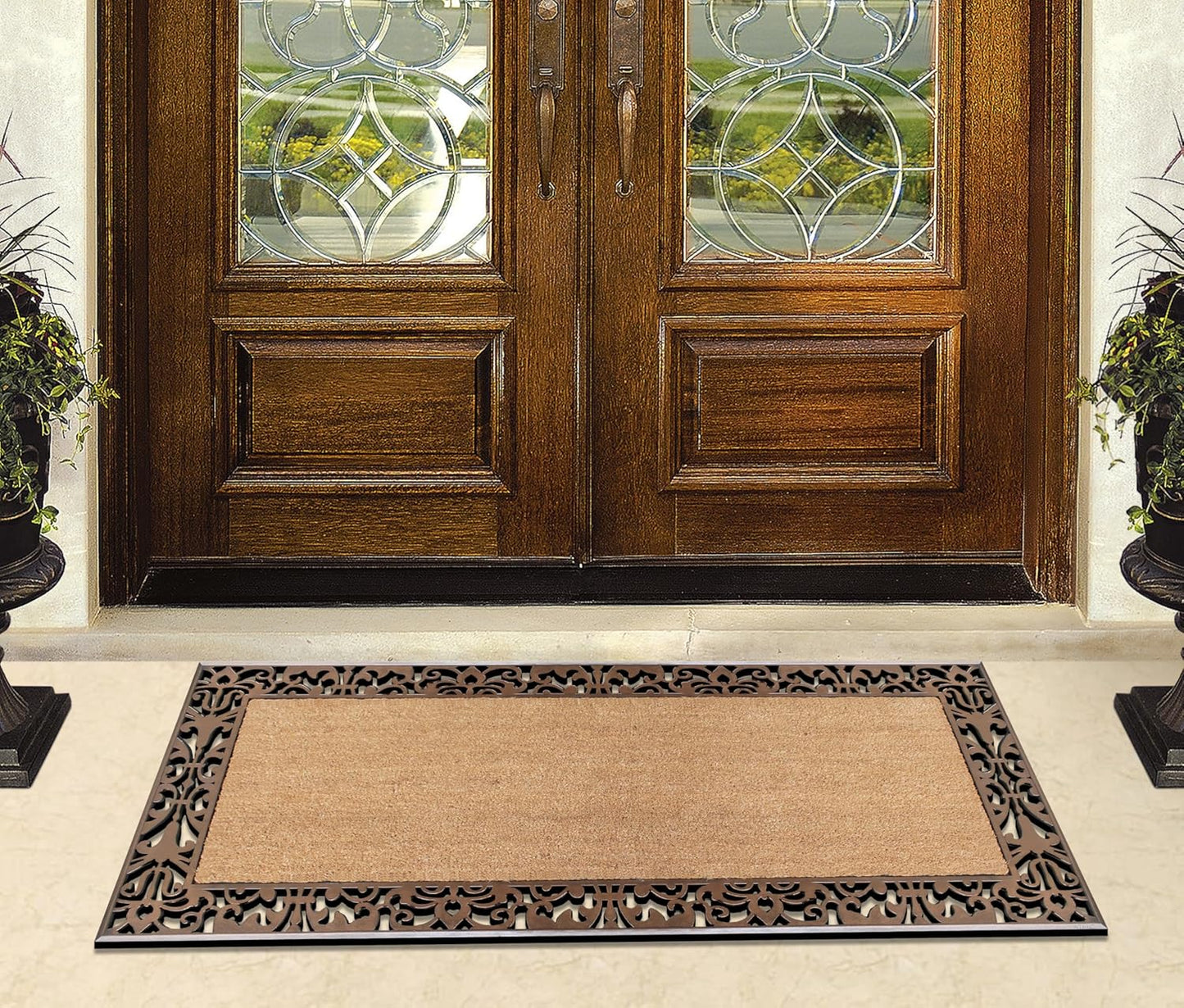 A1HC Natural Coir & Rubber Brown Door Mat 30"x60", Thick, Durable, Heavy Duty Doormat For Outdoor & Indoor