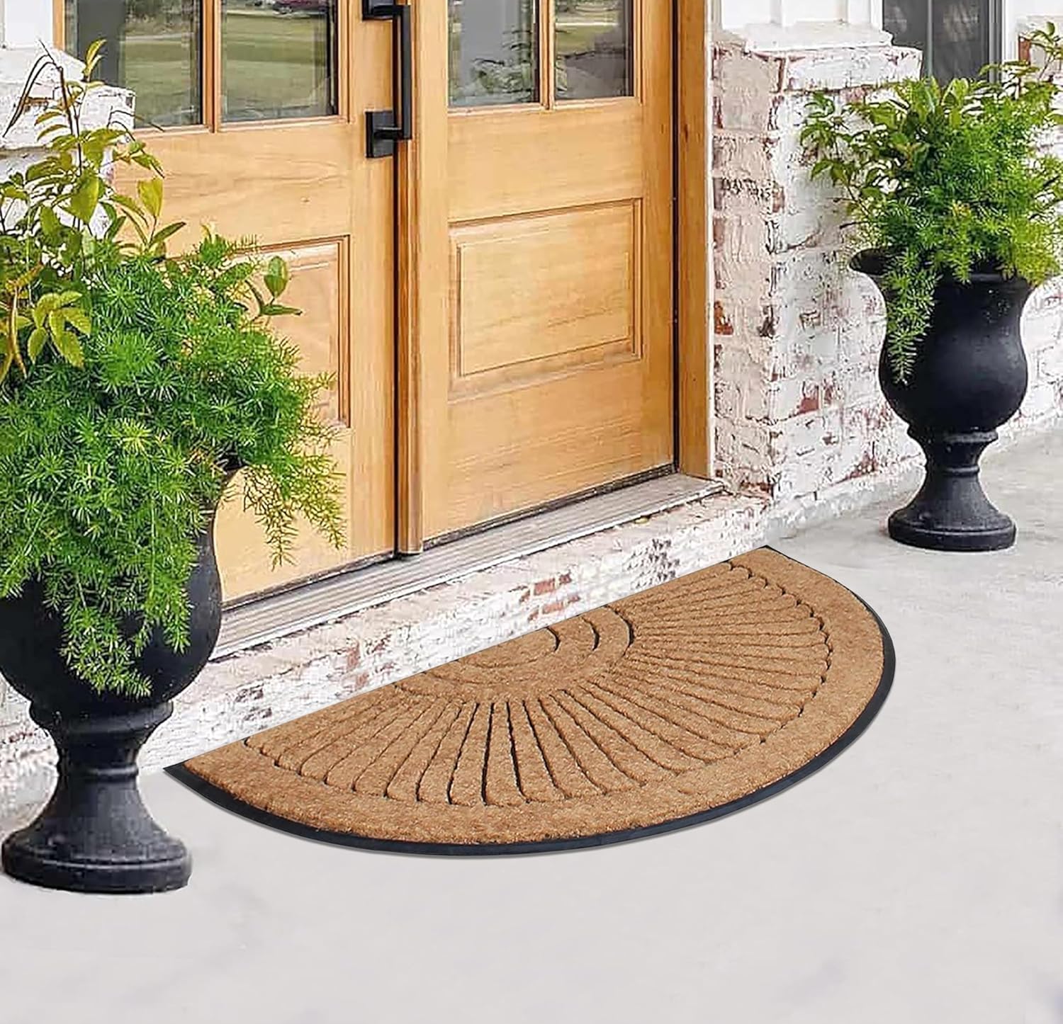 A1HC Natural Coir and Rubber Door Mat Thick Durable Doormat for Outdoor Entrance Semicircular