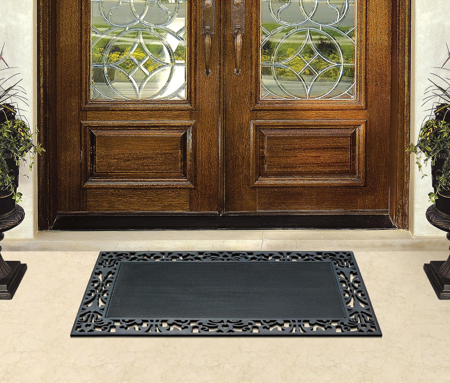 A1HC Rubber Front Door Mat 30x48, Non-Slip Welcome Doormat With Scrapping Pins For Outdoor & Indoor