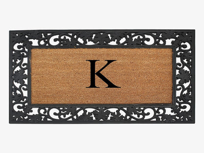 A1HC Natural Coir Monogrammed 23"X38", Anti‑Shed Treated Durable Doormat for Outdoor Entrance