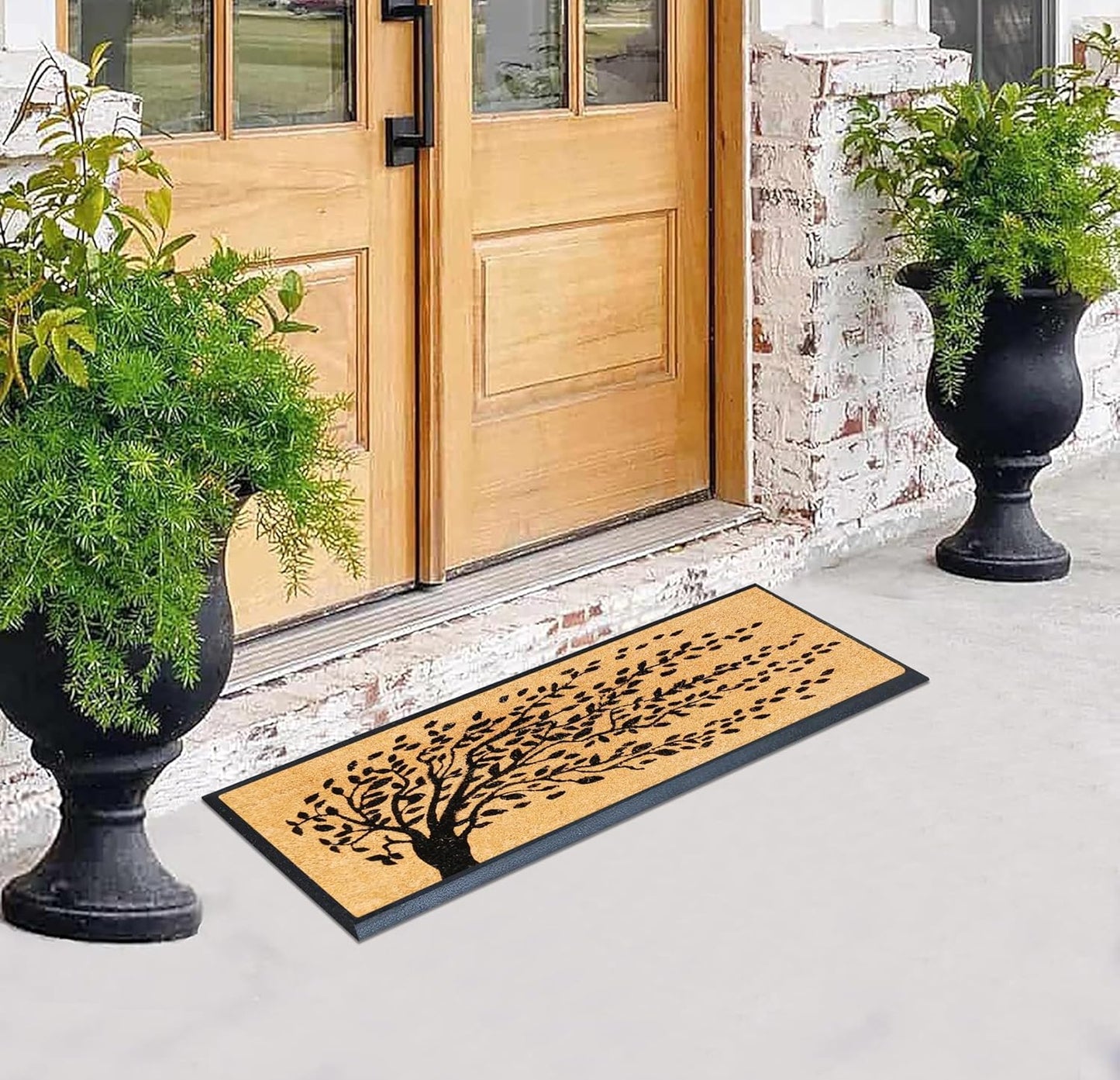 A1HC Natural Coir and Rubber Falling Leaves 18" x 48", Rubber and Coir Long Lasting Outdoor Doormat