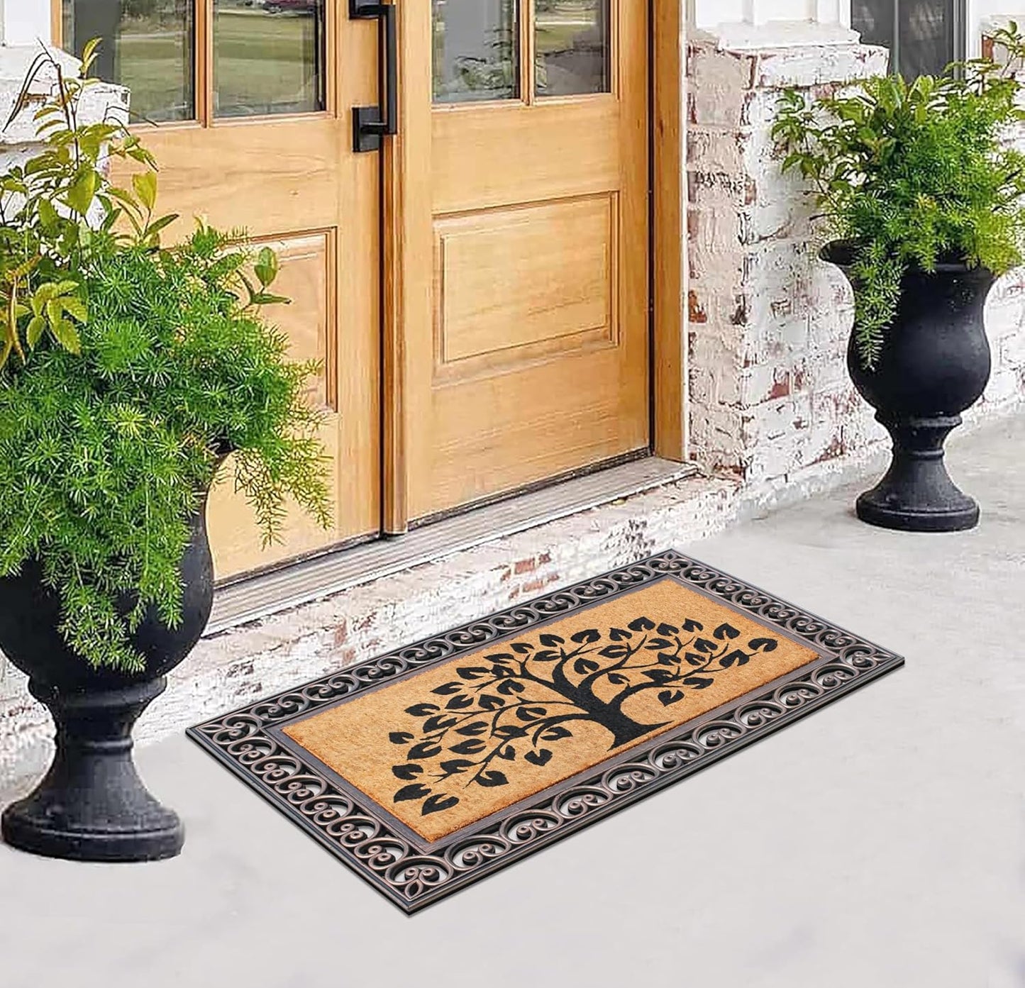 A1HC Natural Coir & Rubber Door Mat, 30"x48", Anti-Shed, Fade-Resistant Outdoor Entrance Doormat