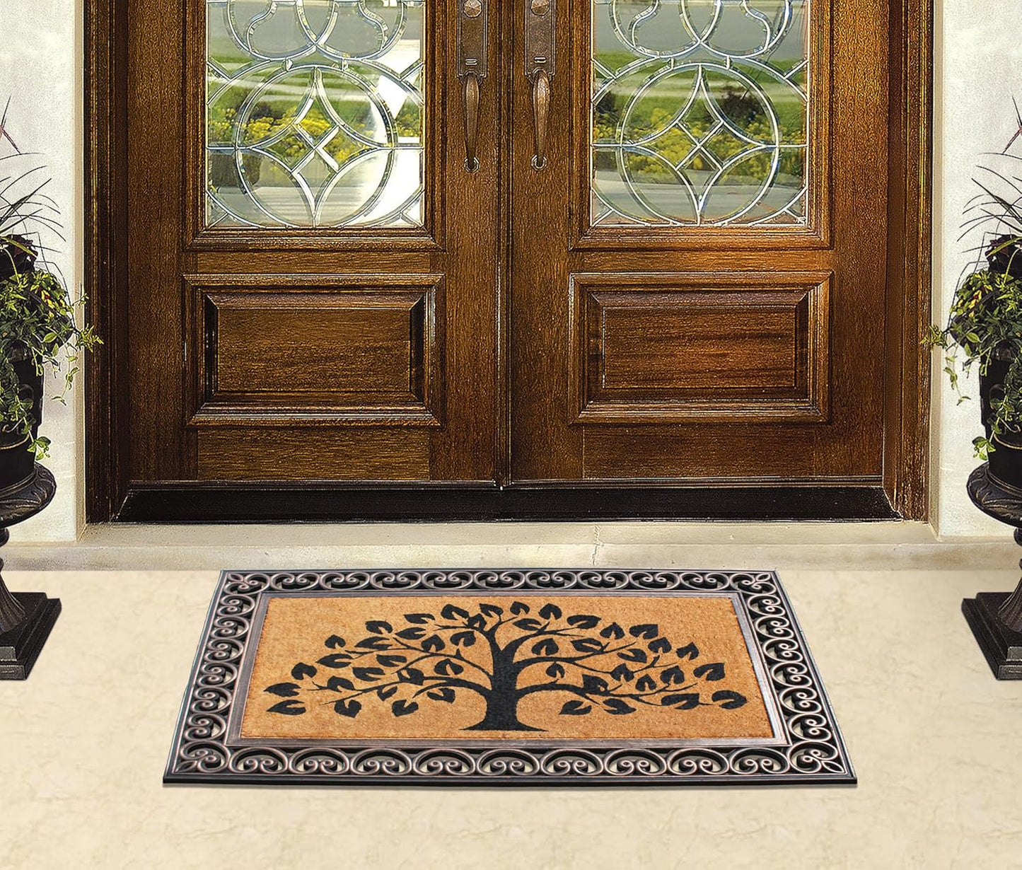 A1HC Natural Coir & Rubber Door Mat, 30"x48", Anti-Shed, Fade-Resistant Outdoor Entrance Doormat