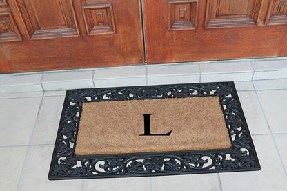A1HC Natural Coir Monogrammed 23"X38", Anti‑Shed Treated Durable Doormat for Outdoor Entrance