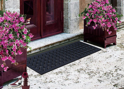 A1HC Natural Rubber Floor Mat 18" x 48", Dirt Shoe Scraper, Heavy Duty Doormat for Indoor & Outdoor