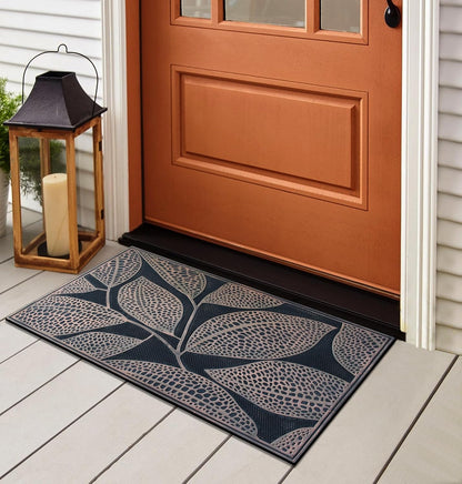 A1HC Copper Leaves Welcome Door Mat 18"x30" Outdoor Rubber Entrance Mat with Non-Slip Backing