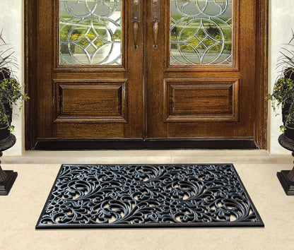 A1HC 100% Rubber Outdoor Doormat, Floral Paisley, 30"x48", All-Weather, Slip-Resistant, Mats for Entryways