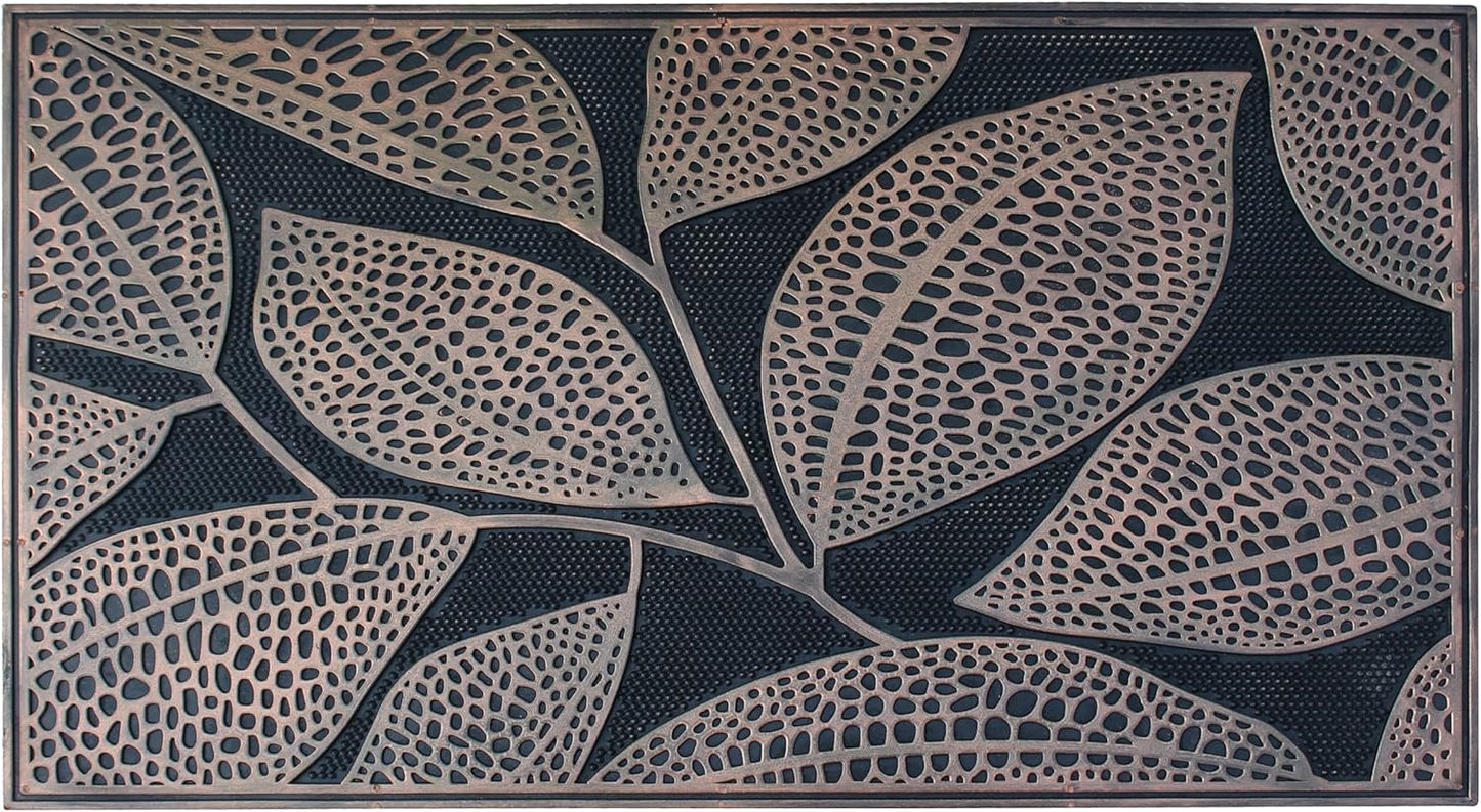 A1HC Copper Leaves Welcome Door Mat 18"x30" Outdoor Rubber Entrance Mat with Non-Slip Backing