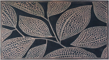 A1HC Copper Leaves Welcome Door Mat 18"x30" Outdoor Rubber Entrance Mat with Non-Slip Backing