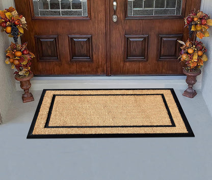 A1HC Coir and Rubber Door Mat 24"x48", Durable Non-Slip Large Plain Border Mat for Entryway, Patio