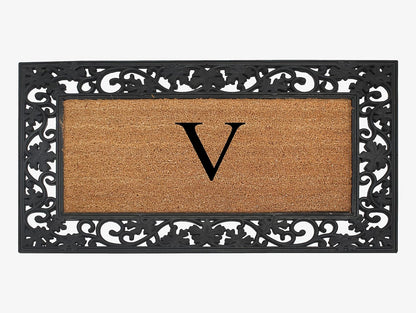 A1HC Natural Coir Monogrammed 23"X38", Anti‑Shed Treated Durable Doormat for Outdoor Entrance