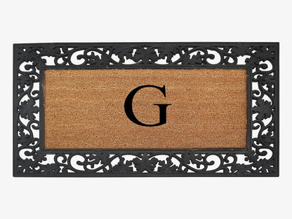 A1HC Natural Coir Monogrammed 23"X38", Anti‑Shed Treated Durable Doormat for Outdoor Entrance