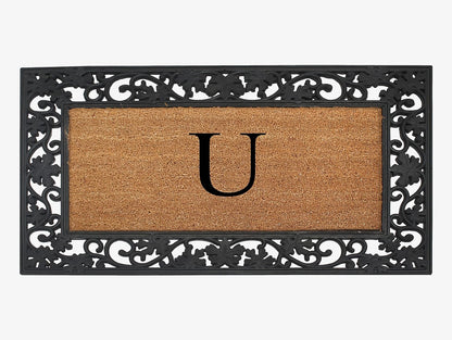 A1HC Natural Coir Monogrammed 23"X38", Anti‑Shed Treated Durable Doormat for Outdoor Entrance