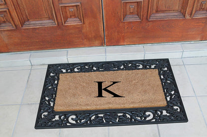 A1HC Natural Coir Monogrammed 23"X38", Anti‑Shed Treated Durable Doormat for Outdoor Entrance