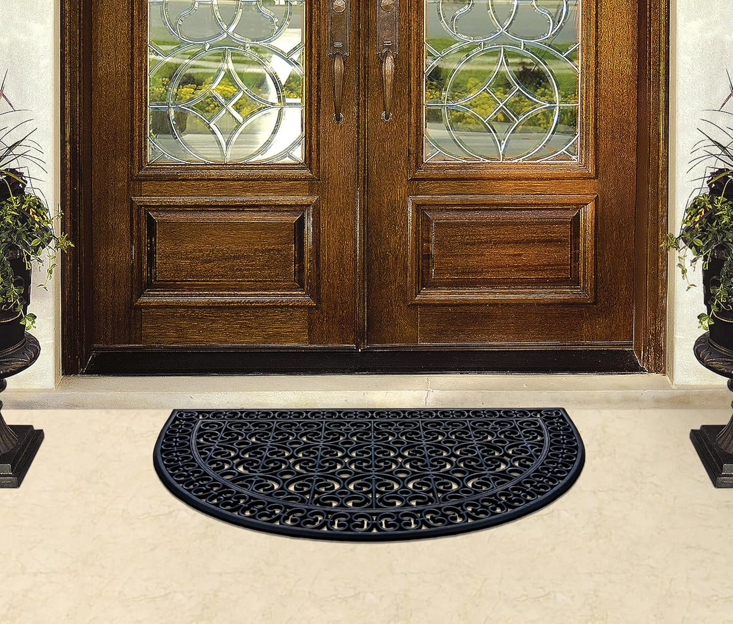 A1HC Large Outdoor Floor Door Mat, 30"X48", Natural Rubber Grill Drainable Design & Anti Fatigue Doormat