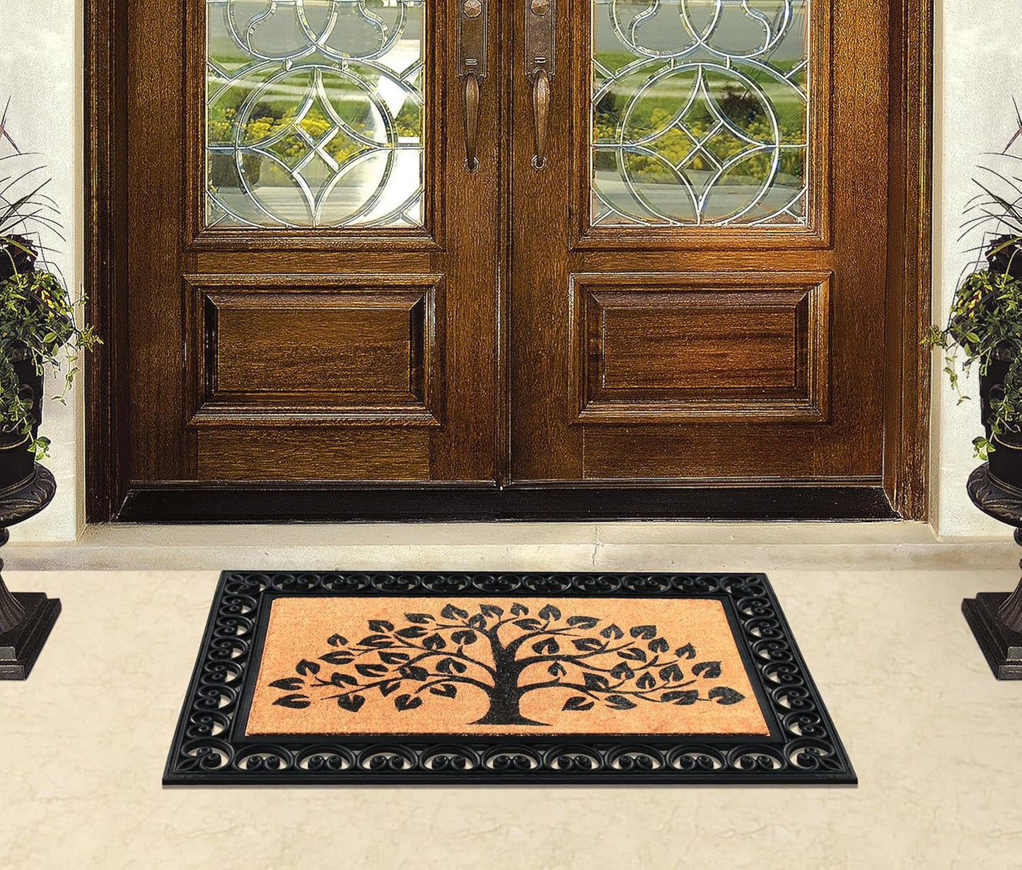 A1HC Natural Coir & Rubber Door Mat, 30"x48", Anti-Shed, Fade-Resistant Outdoor Entrance Doormat