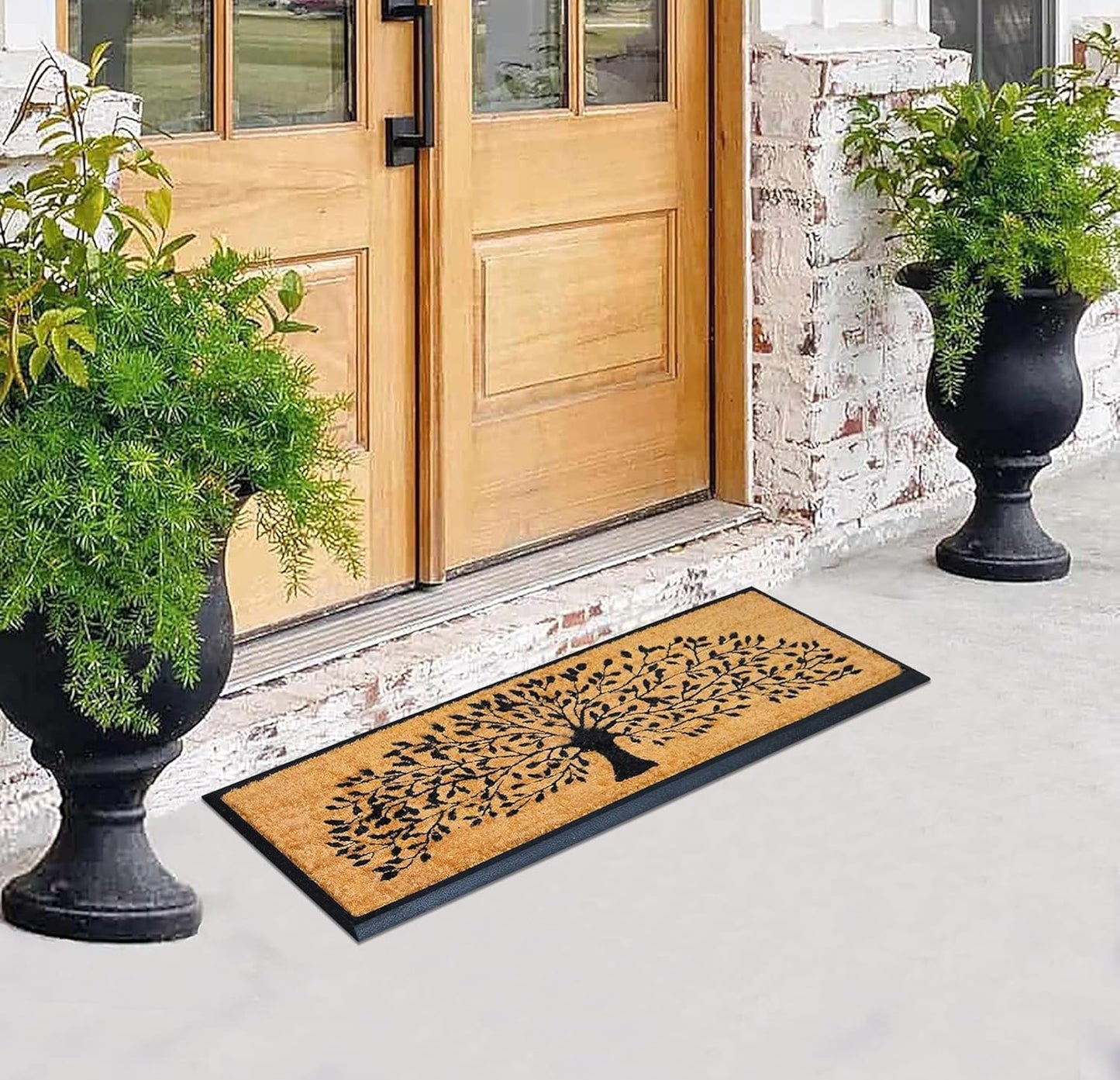 A1HC Shedding Tree Rubber Coir Doormat, Thick Durable Large Doormats for Indoor Outdoor Entrance