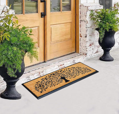 A1HC Shedding Tree Rubber Coir Doormat, Thick Durable Large Doormats for Indoor Outdoor Entrance
