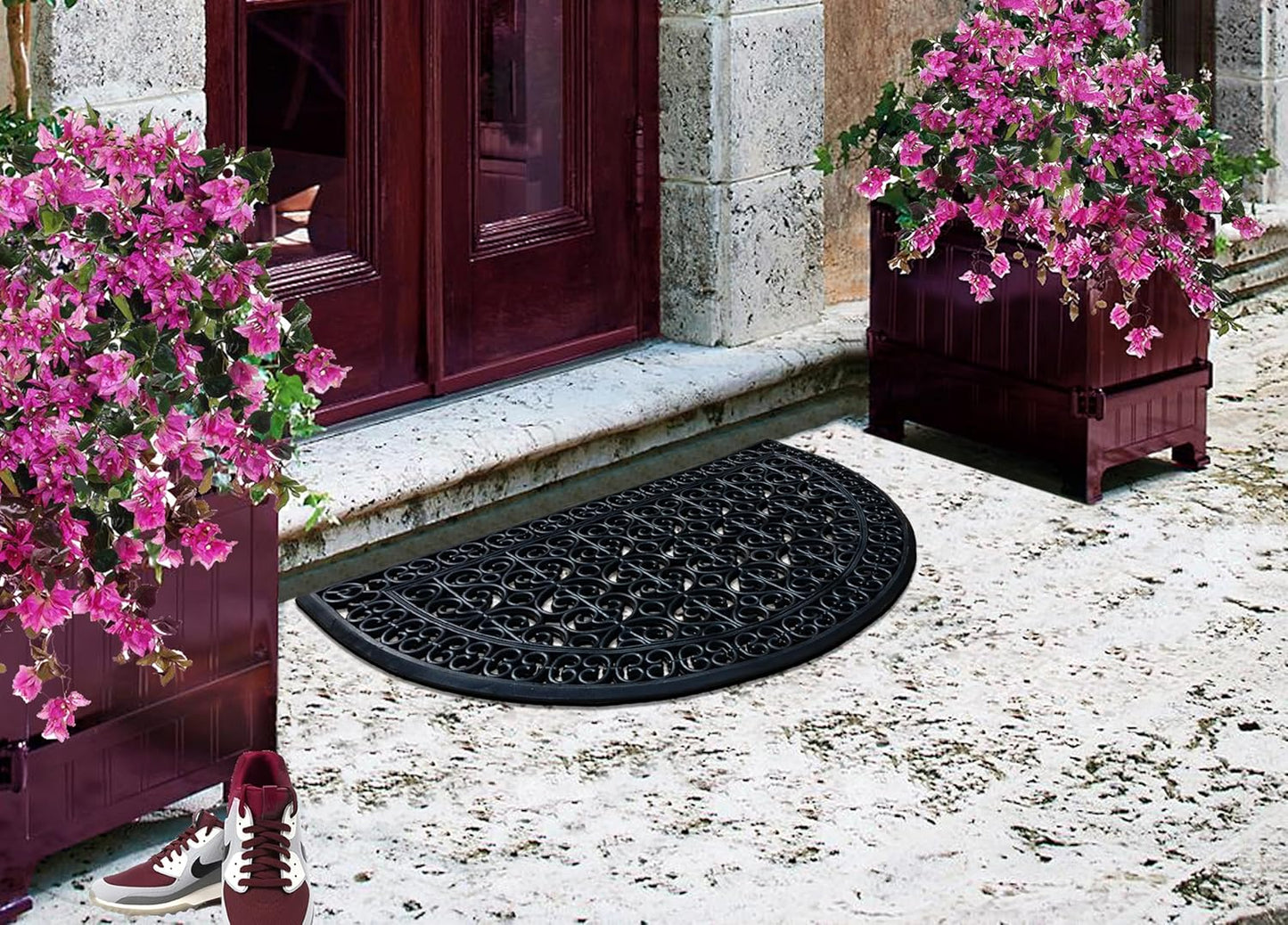 A1HC Large Outdoor Floor Door Mat, 30"X48", Natural Rubber Grill Drainable Design & Anti Fatigue Doormat