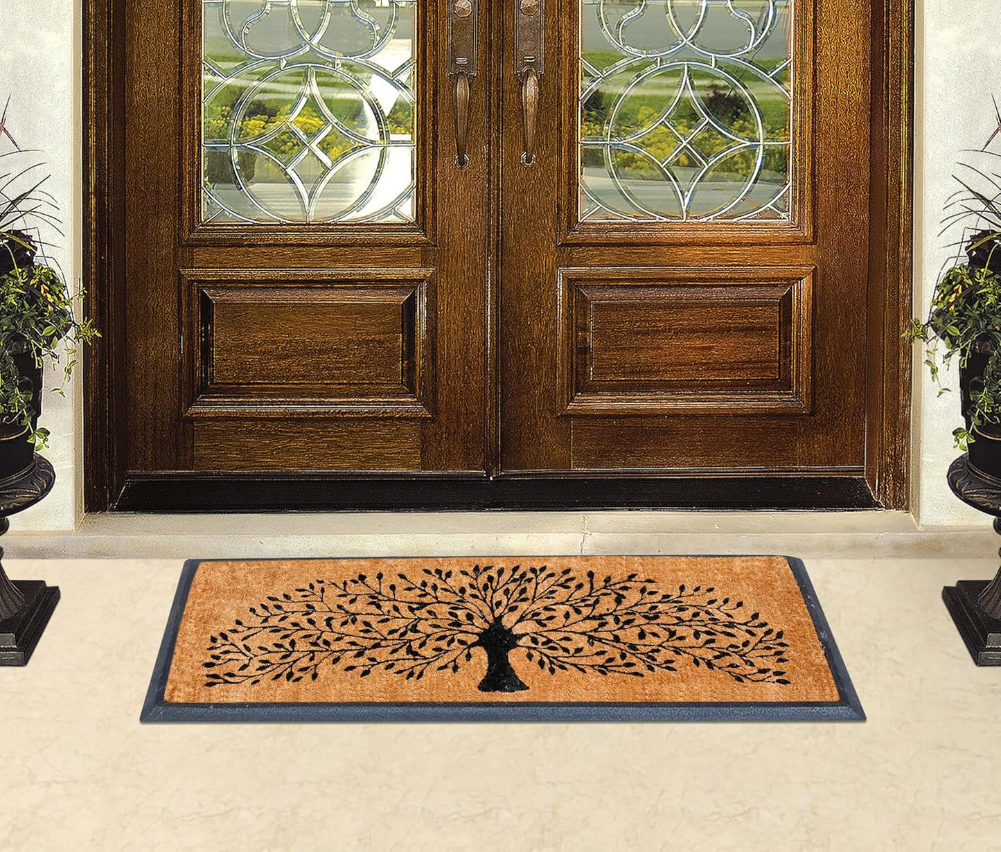 A1HC Shedding Tree Rubber Coir Doormat, Thick Durable Large Doormats for Indoor Outdoor Entrance